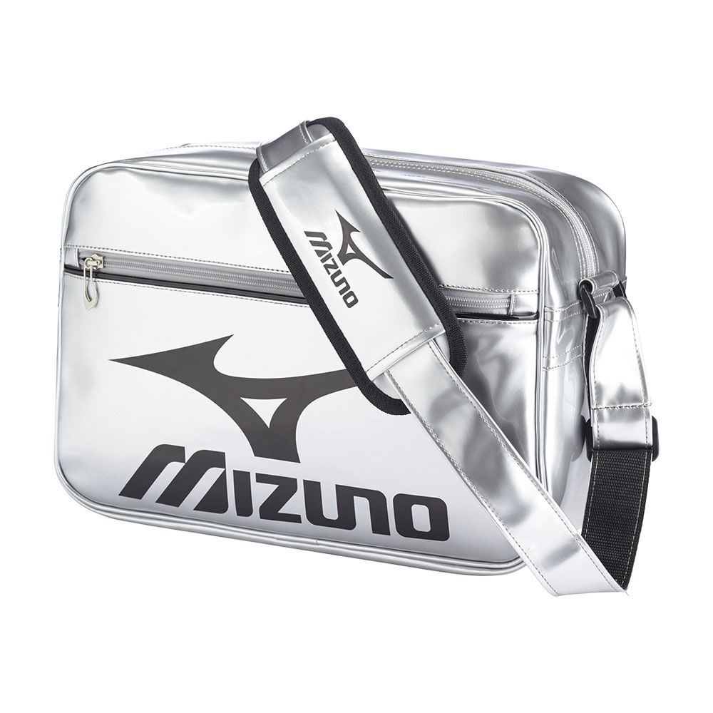 Panske Batoh Mizuno RB Enamel S Strieborne/Čierne Vypredaj JXER32049